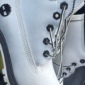 Timberland White and Black Lace-Up Boots